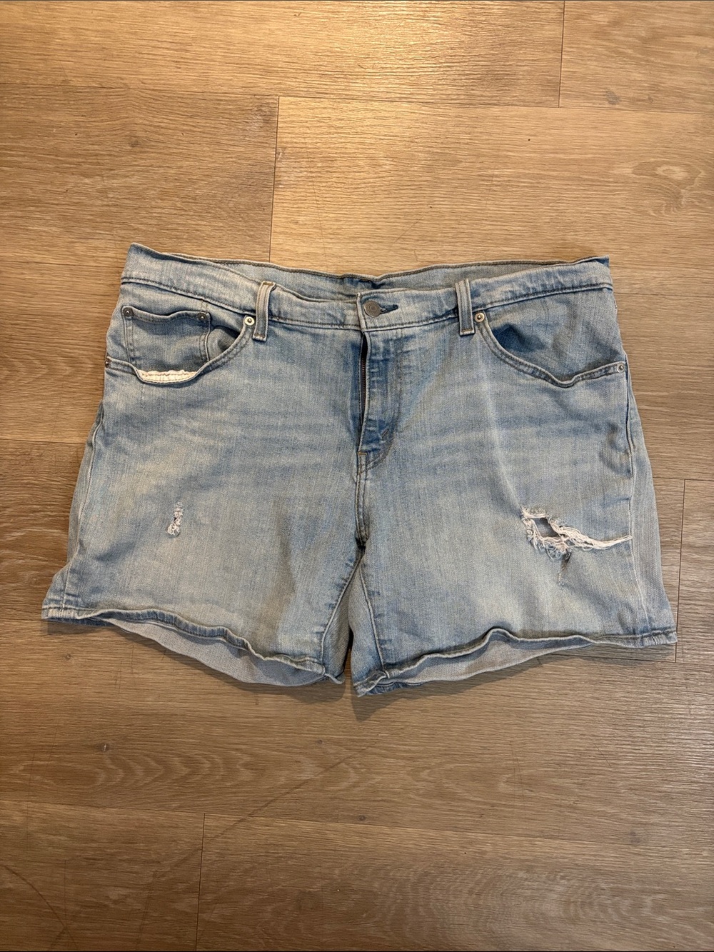 Levi's Light Blue Distressed Jean Shorts 34 Waist